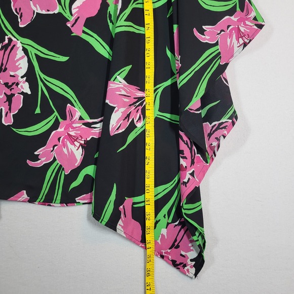 Quacker Factory Floral Lace Butterfly Poncho Top Black 3X Beachy Vacation Resort - Picture 9 of 11